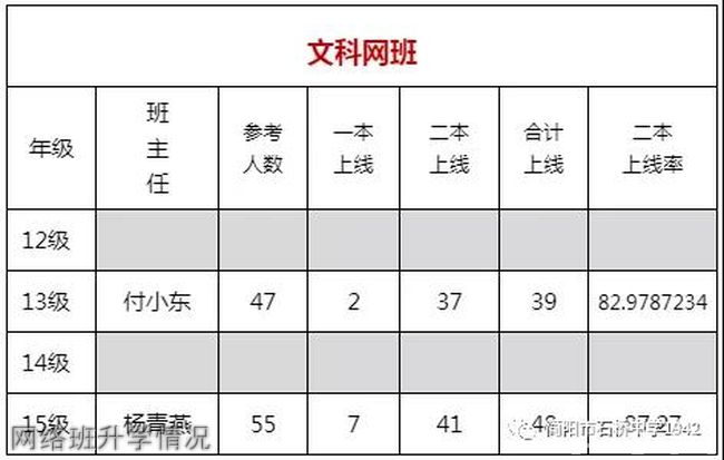 简阳市石桥中学网络班升学情况