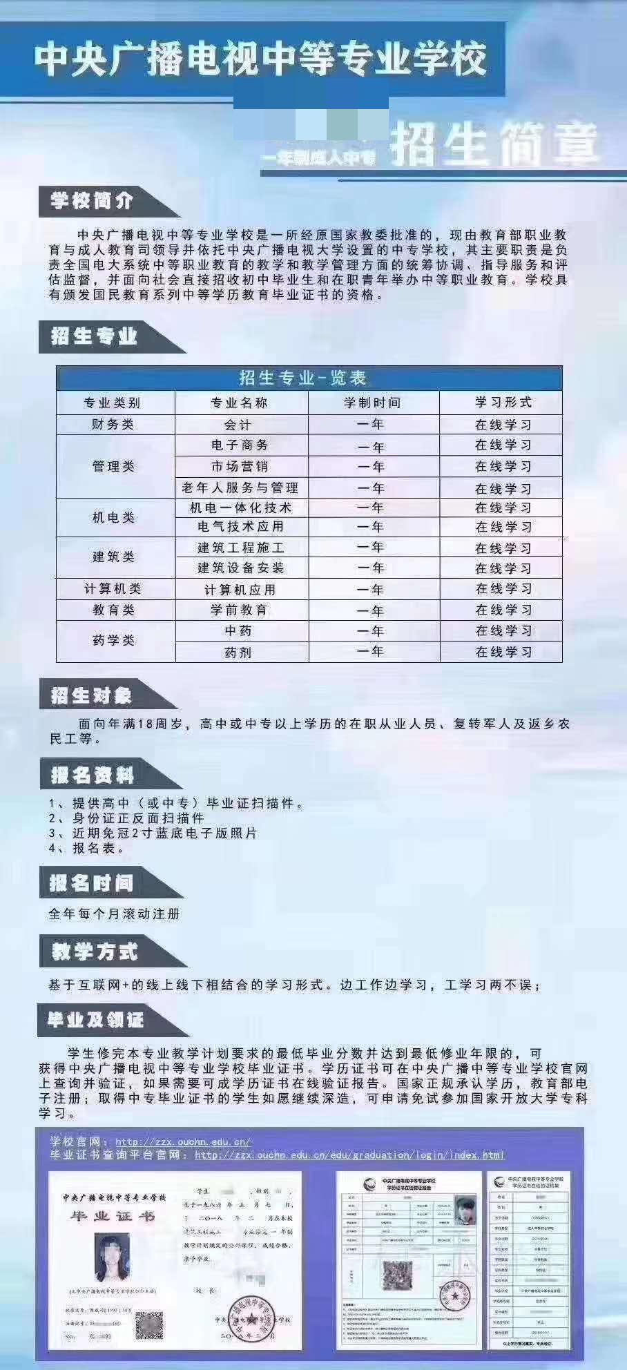 湖北省中央广播电视中等专业学校（电大中专）的招生简章