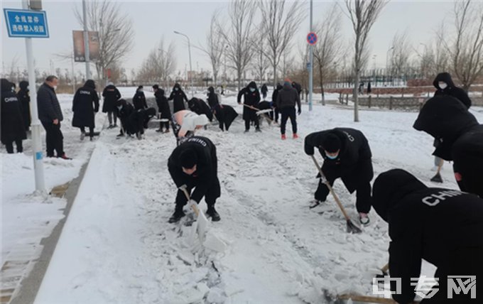 黑龙江省体育运动学校志愿者清理积雪