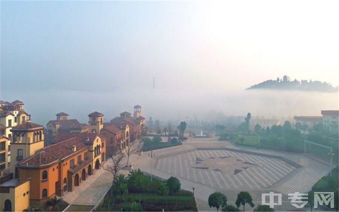 四川工业科技学院-俯瞰校园的一角之感恩励志广场